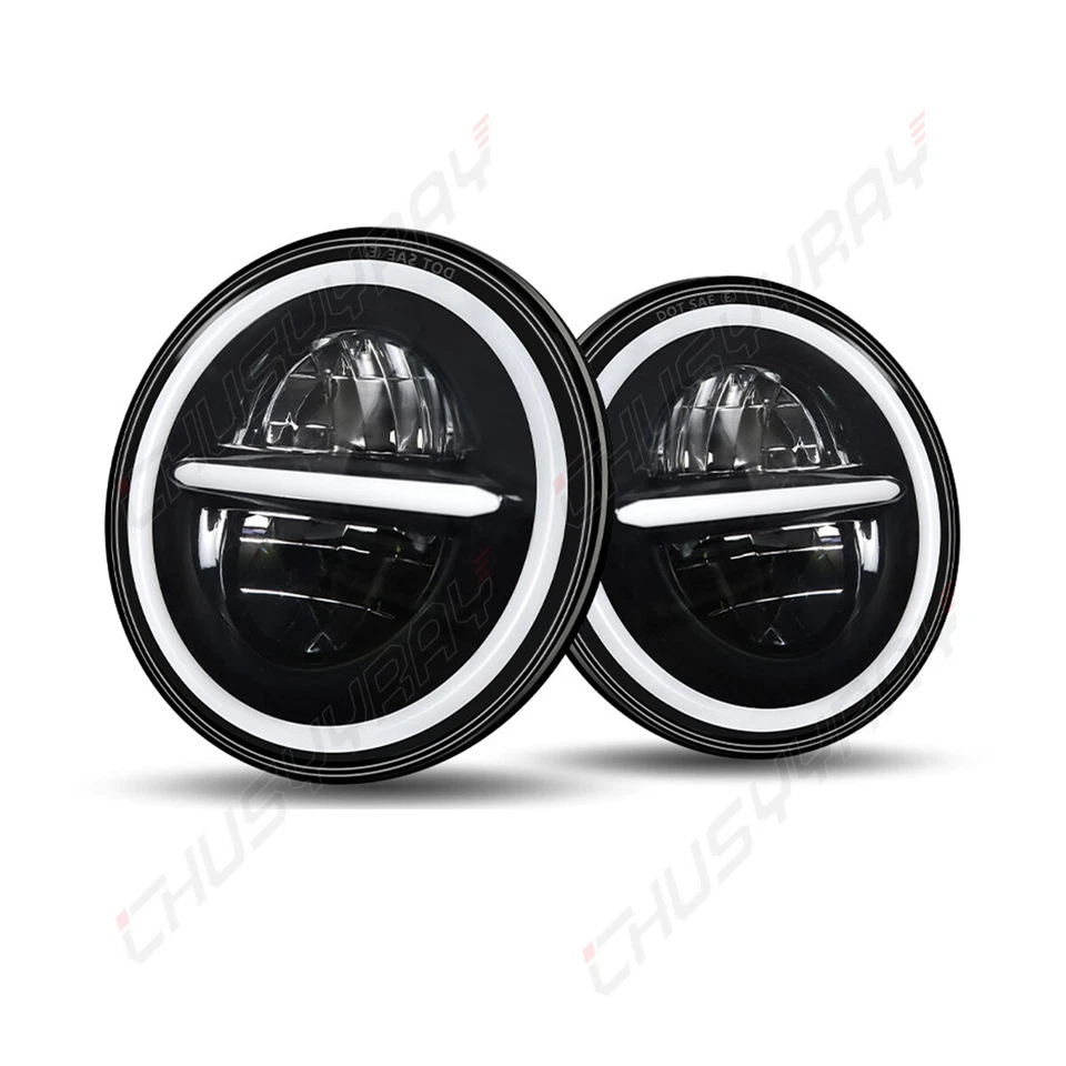 Faro LED redondo de 7 pulgadas cromado Hi-Lo para camionetas Ford LN7000 LN8000 LN9000 S+ Foto 3 de 4