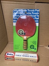  2x Vtg Trans Global Ping Pong Table Tennis Paddle Official Size Weight  BALLS