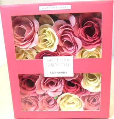 New Soap Rose Flowers Heathcote&Ivory Sweet Pea & Honeysuckle Scented Soap NIB