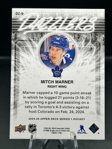 2024-25 UD Series 1 - Mitch Marner - Blue Dazzlers - DZ-9 - Picture 2 of 2