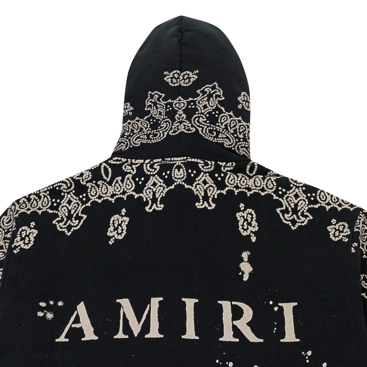 NWT AMIRI BANDANA BLEACH ALL OVER BLACK HOODIE SIZE L $1190