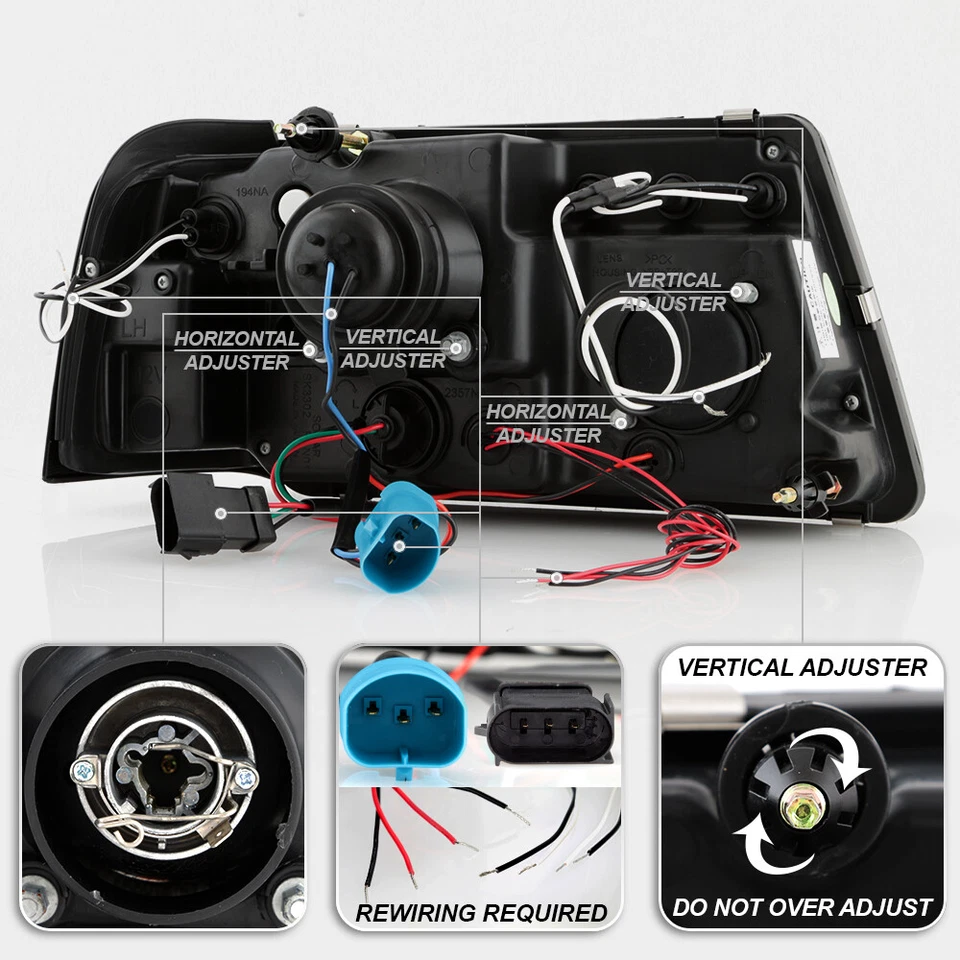 Faros proyectores LED halo para Ford Ranger 2001-2011 Smoke 1 pieza con faros de esquina Foto 4 de 4