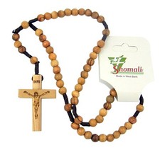 Handcrafted 6MM Genuine Bethlehem Olive Wood Bead Cord Rosary, 10 Inch