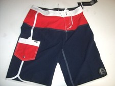New O'NEILL sz 30 board shorts swim suit red white blue swimsuit