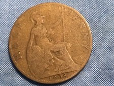 1908 Edward VII British halfpenny 1/2p