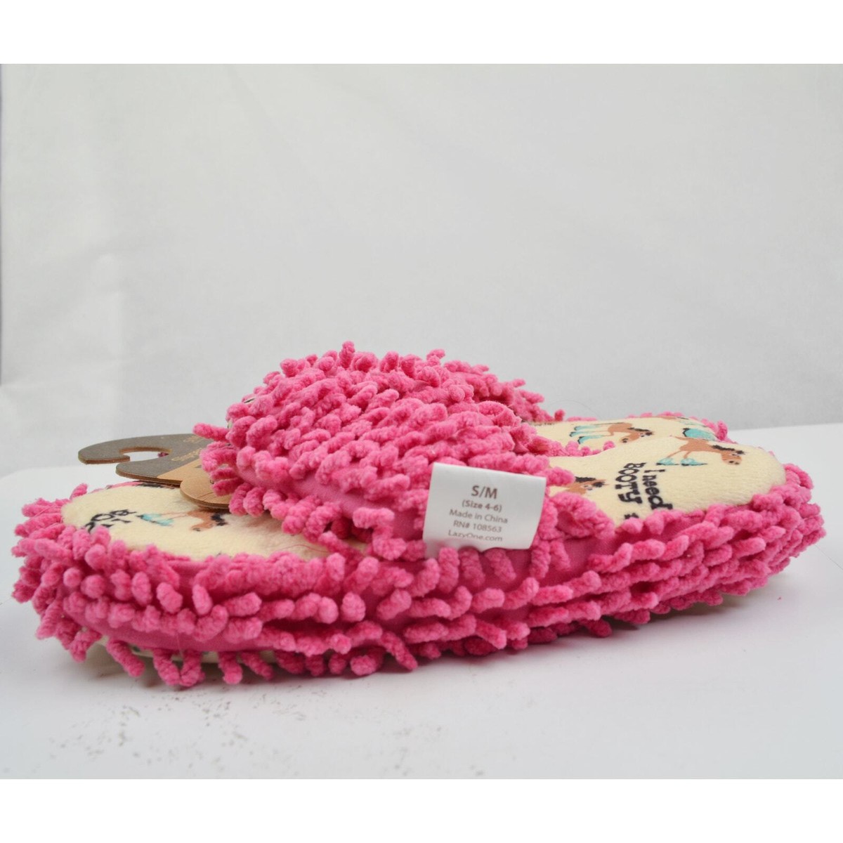 エス Lazy One Horse Booty Sleep Pink Thick Flip Flop Slippers S/M 4-6