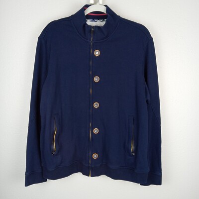 Robert Graham Sweater Mens XL Tailored Fit Cardigan Full Zip Button Blue
