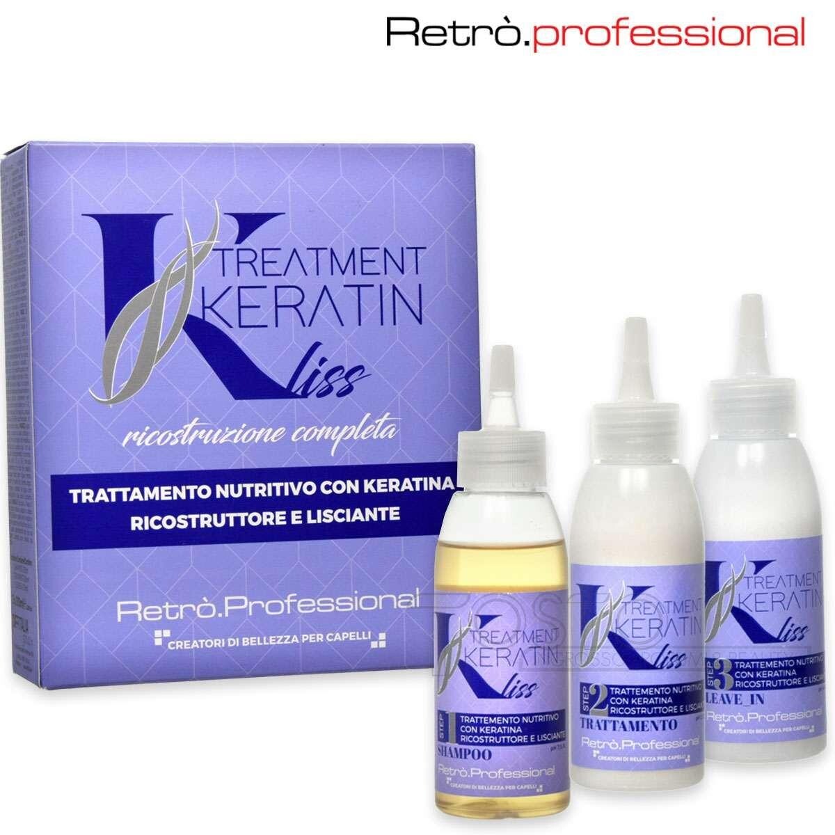 KERATIN LISS Treatment Kit Retrò 3 x 100 ml Ristrutturante e Lisciante