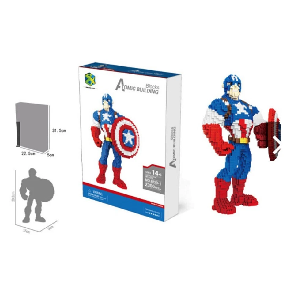 Mini bloques de construcción de diamantes de superhéroe Capitán América 29x23x9 cm 2350 piezas Foto 4 de 4