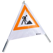 Dönges Faltsignal Warnpyramide 70 cm Tagesleuchtfarbe 3x Symbol Baustelle 3,3 kg