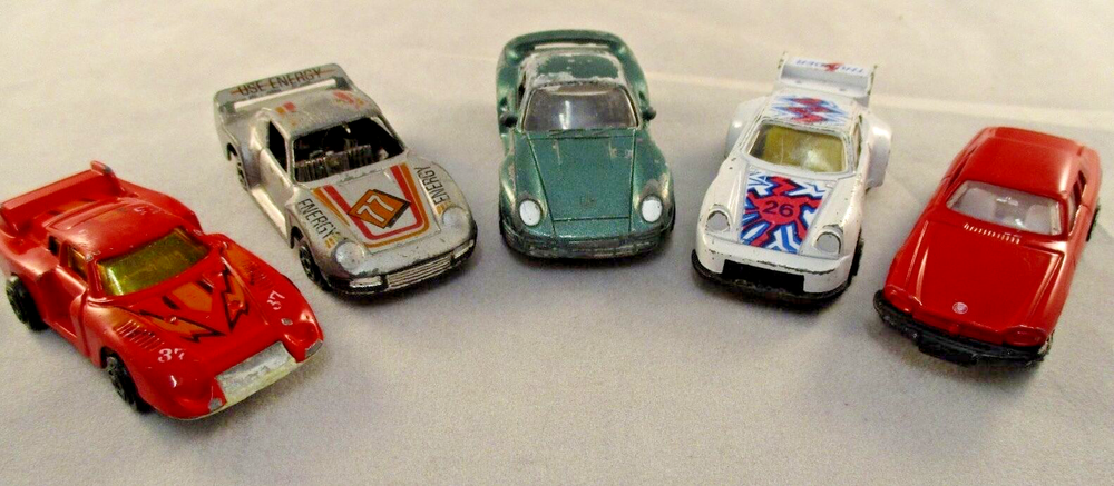 Die Cast Racing Rally Toy Cars Bundle - Porsche Jaguar - 1980's - Vintage Retro