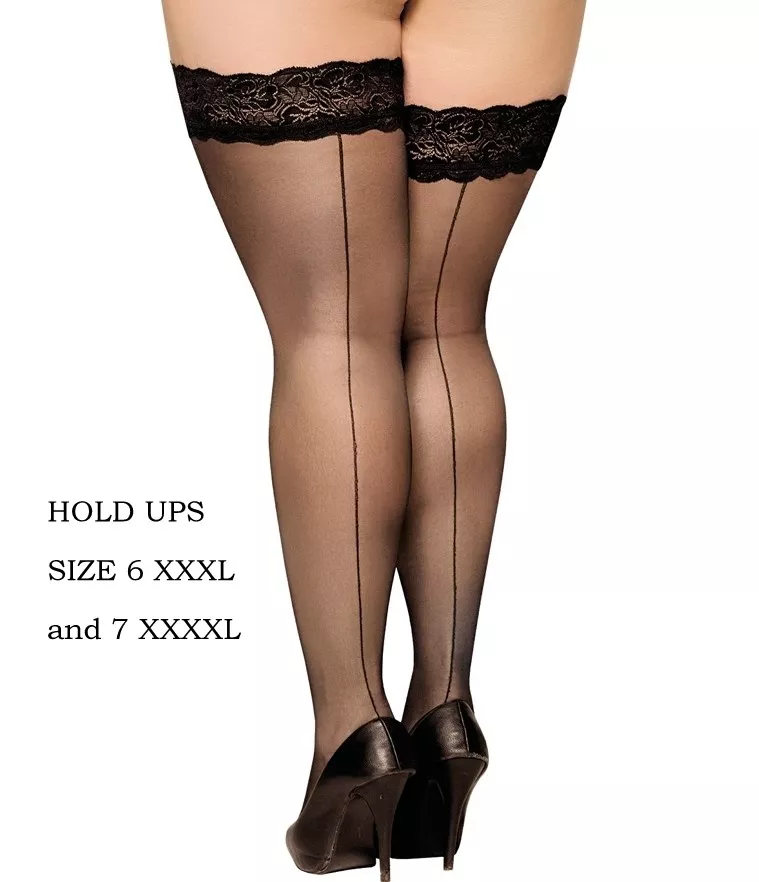 Seamed Tights or Hold Ups Stockings 5XL 6XL 7XL seamed PLUS SIZE Back Seam