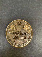 New OLD STOCK 1970's Brass Belt Buckle Columbus Dispatch Ohio Newspaper