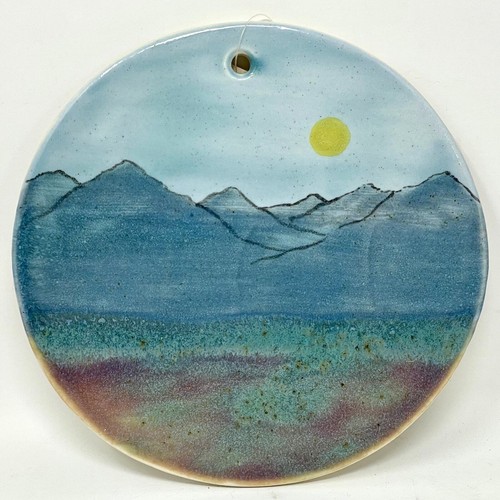 Piastrella d'arte studio ceramica shingle Creek di Jeanette Fair scena di montagna artista nuovo con etichetta - Foto 2 di 5