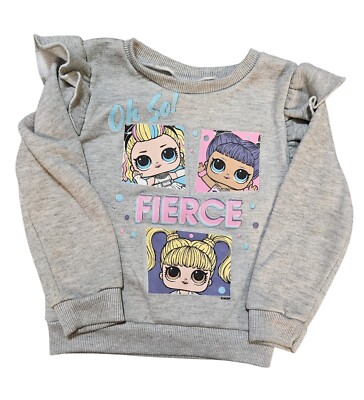 Girls LOL Gray ''Oh So Fierce'' Crew Neck L/S Sweatshirt - Size 4T