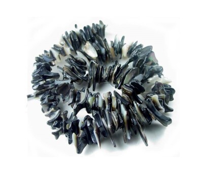 Black Shell Monther of Pearl Freeformed Chip Beads 16''