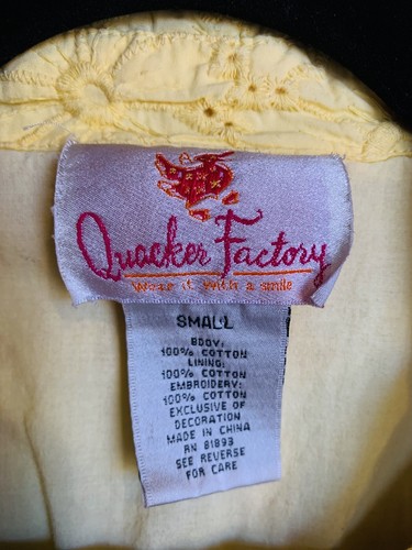 Quacker Factory Jean Jacket Women's Embroidered Cheerful Yellow Cottage Core S - Picture 3 of 8