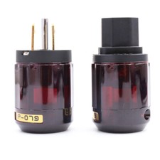 Pair US Power Plug Audiophile Gold Plated HIFI Audio Grade IEC Cable Connector