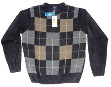 New Dockers Mens Sweater Crew Neck Charcoal Grey Long Sleeves Extra Soft Fine