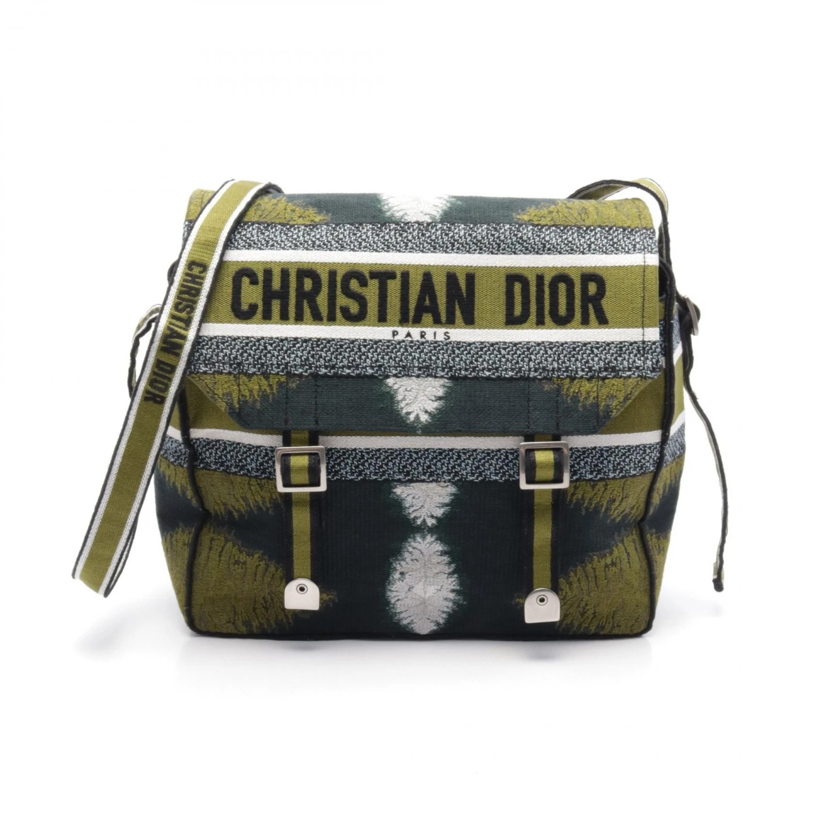Sac bandoulière Dior Camp toile kaki vert multicolore occasion logo femme