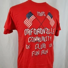 Vintage Screen Stars 80s T-Shirt Orfordville Fun Run 50/50 Misprint Deadstock