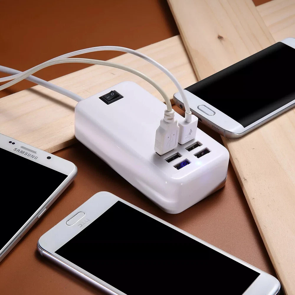 6-Port USB Fast Charging Hub for Travel and Desktop