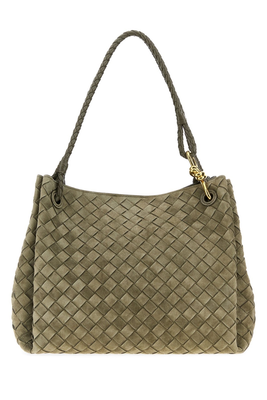 BOTTEGA VENETA Parachute Large $6,500 Green Intrecciato Suede Shoulder Bag New