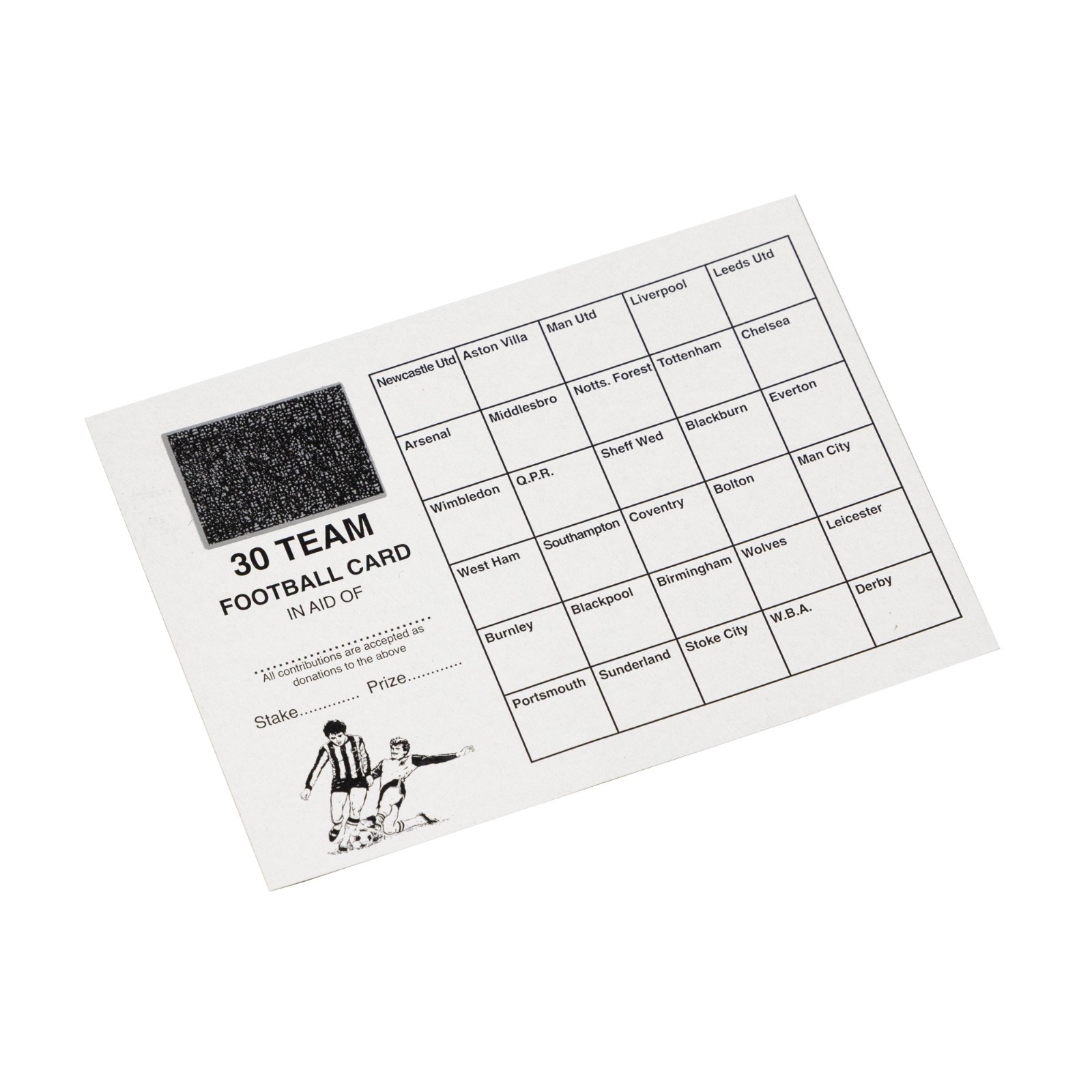 FOOTBALL SCRATCH CARDS 30 TEAMS PACK OF 50 FUNDRAISING SCRATCH CARDS CHARITY