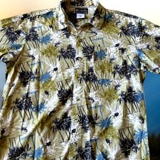 Columbia River Lodge Shirt MENS Short Sleeve Button Up Hawaiian palm trees Med