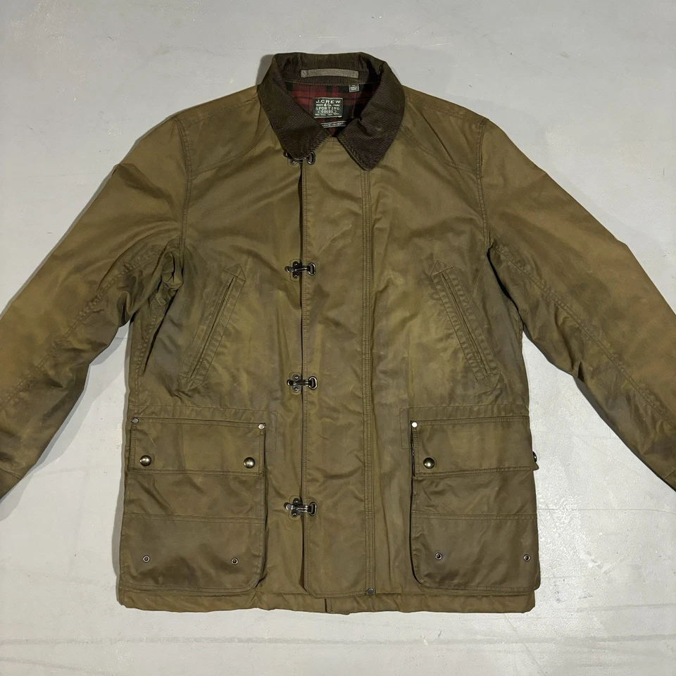 J Crew Waxed Cotton Jacket Fireman Hunting Woodland Halley Stevenson Size Medium - Image 2 of 4