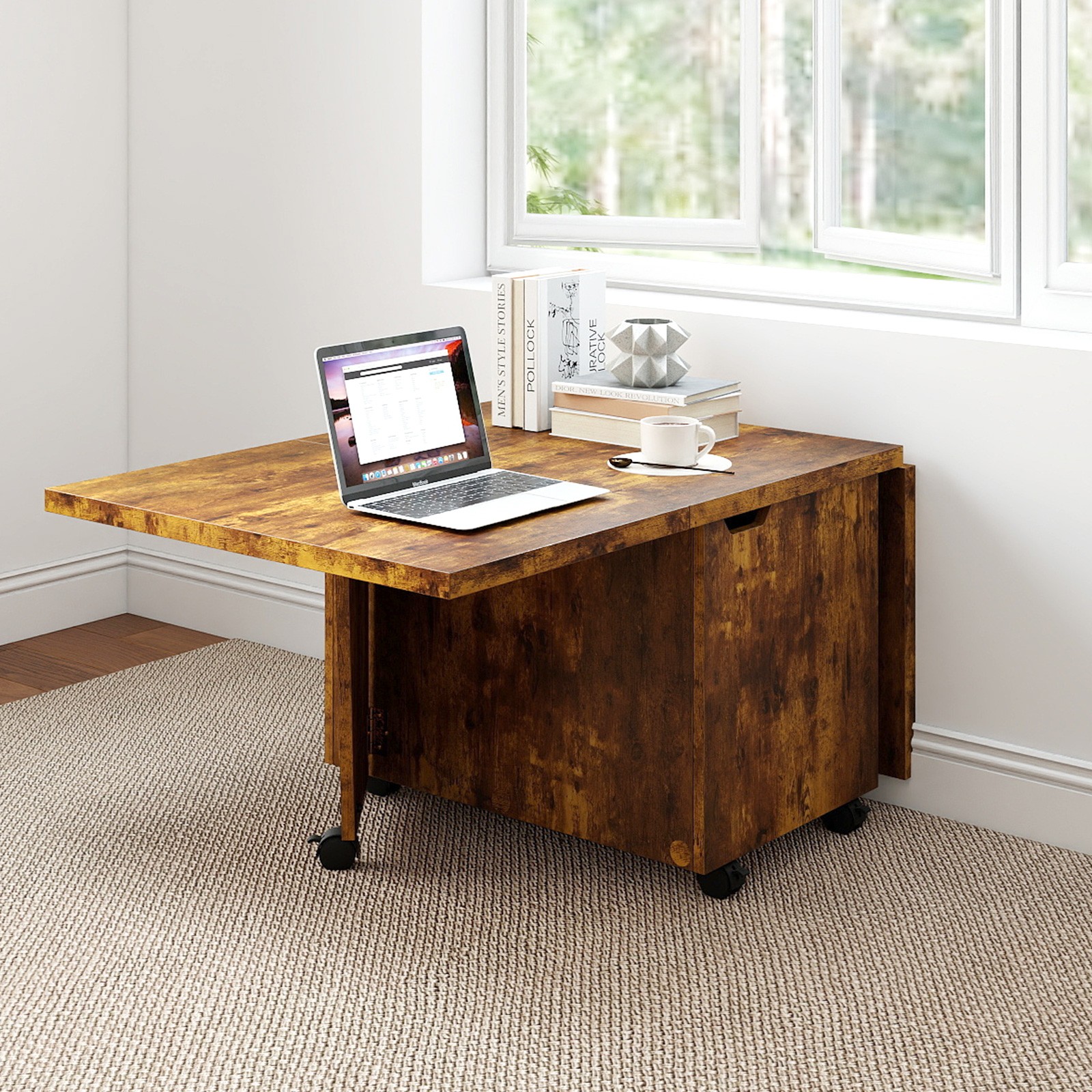 Extendable Coffee Table Foldable Center Table with Storage Space
