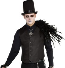 Black Vest Gothic Vampire Count Fancy Dress Up Halloween Adult Costume Accessory