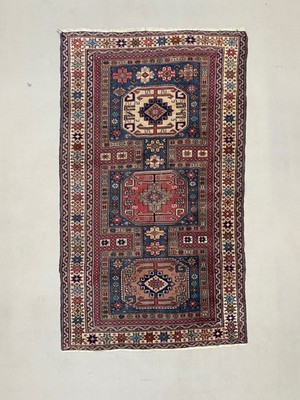 Antiker Kaukasischer Teppich 215x126 cm Lesghi Star Tribal Kazak Rug Groß 2522