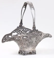 Antique Gorham Sterling Silver Art Nouveau Aesthetic Flowers Candy Handle Basket