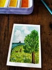 ACEO bunnies by the sea. Watercolor landscape. Tiny art. Kelly.Ospina — photo 1