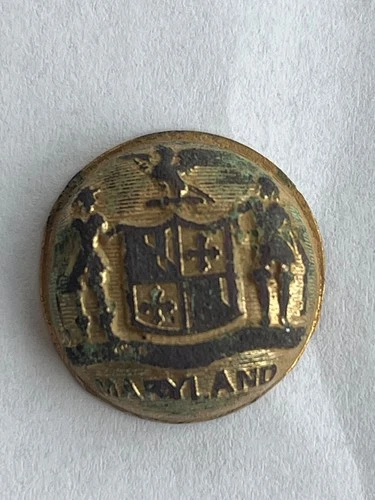 Civil War Confederate Maryland State Seal Coat button dug W/COA Read Tice MD200