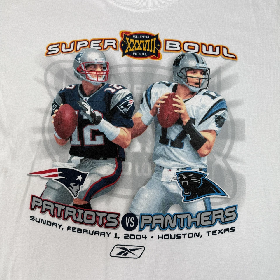 Camisa De Colección New England Patriots Para Hombre Mediana Blanca Super Bowl XXXVIII Reebok Foto 2 de 4