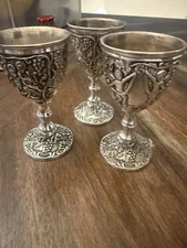 Vintage Goblets Set of 3. Made In India Wine Goblets