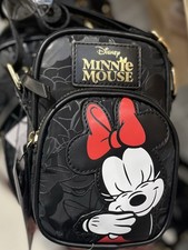Disney Minnie Mouse Black Faux Leather Phone Pouch Bag