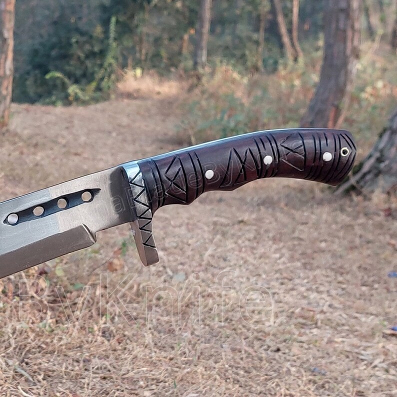 Custom Handmade Carbon Steel Blade Seax Machete Sword | Hunting Sword Camping