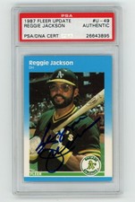 PSA DNA Reggie Jackson Signed 1987 Fleer Update Card #U-49 COA Athletics A's HOF