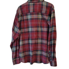 Weatherproof Vintage Men's XL Plaid Flannel Long Sleeve Shirt Burgundy Blue