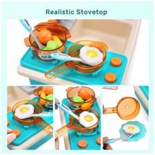 Kids Play Kitchen Set with Color Changing Dishes