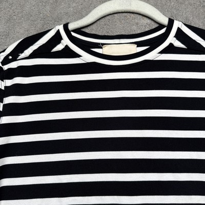 EP Yaying Women s Black White Striped Tee Size XS Minimalist Modern Cotton Top