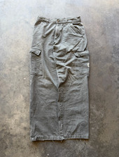 Men's Olive Cargo Pants 100 Cotton Button Zip Pockets Casual Workwear Solid