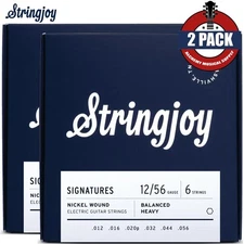 2-PACK Stringjoy BAL12 Signatures Nickel Balanced Electric Guitar Strings 12-56