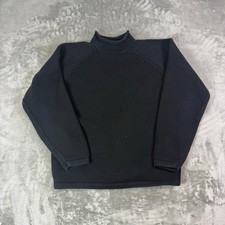 VTG J Crew black cotton knit roll neck fisherman casual sweater mens Medium