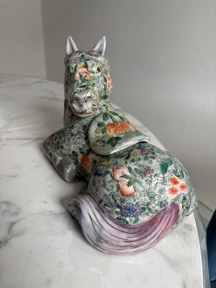 Ancien cheval en porcelaine asiatique 27 × 20 cm - Photo 4/4