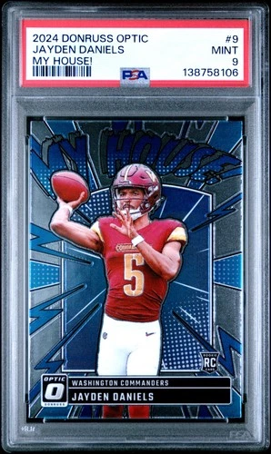 2024 PANINI DONRUSS OPTIC MY HOUSE! #9 JAYDEN DANIELS ROOKIE RC PSA 9