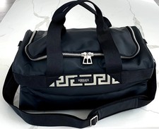 Versace Fragrances Black Duffle with Silver Tone Zipper Travel Overnight Gym Bag